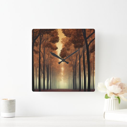Horloge Carrée Forest Tree Nature Wall Clock (Maison)