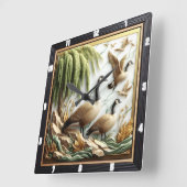 Horloge Carrée Forêt d'oies volantes (Angle)