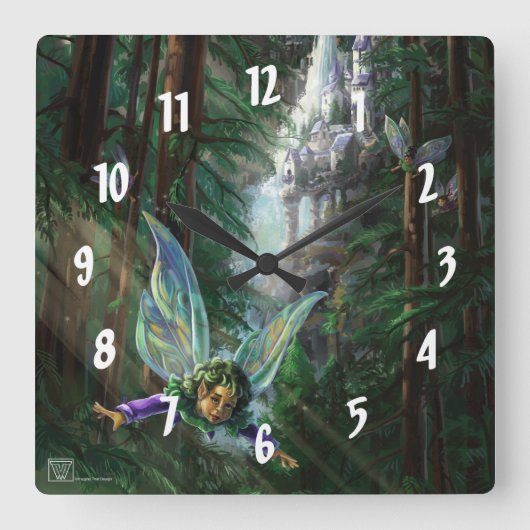 Horloge Carrée Forêt du château de fées (Recto)