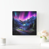 Horloge Carrée Forêt enchantée (Maison)