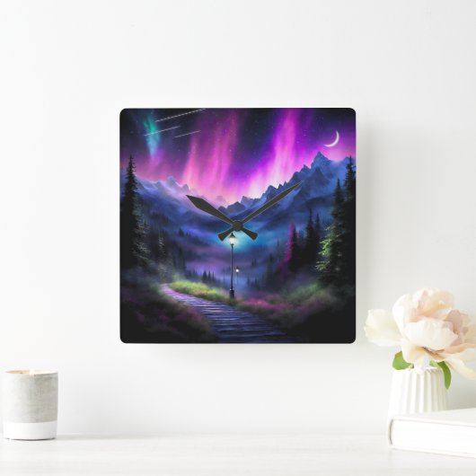 Horloge Carrée Forêt enchantée (Maison)