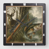 Horloge Carrée Forêt faunique de Deer Hunter (Recto)
