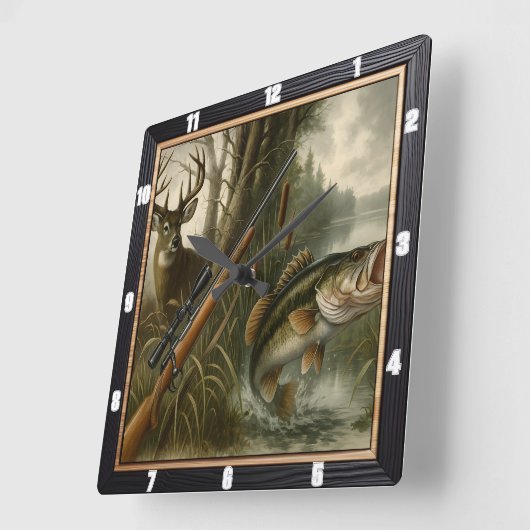 Horloge Carrée Forêt faunique de Deer Hunter (Angle)