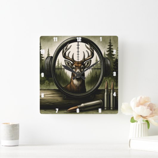 Horloge Carrée Forêt faunique Hunter's Deer Scope (Maison)