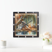 Horloge Carrée Forêt Indienne : Un moment de douceur (Maison)