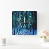 Horloge Carrée Forêt magique Turquoise Turquoise (Maison)