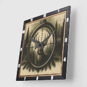 Horloge Carrée Forêt Majestic de Deer (Angle)