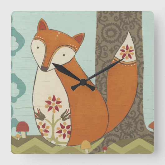 Horloge Carrée Forêt Whimsy IV (Recto)
