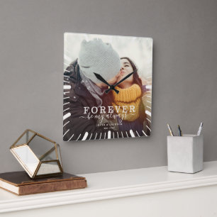 Horloge Carrée Forever Be My Always Love Mariage Script photo