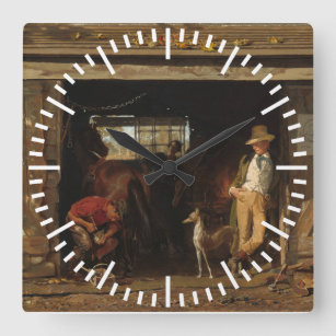 Horloge Carrée Forgeron et cowboy occidentaux sauvages américains