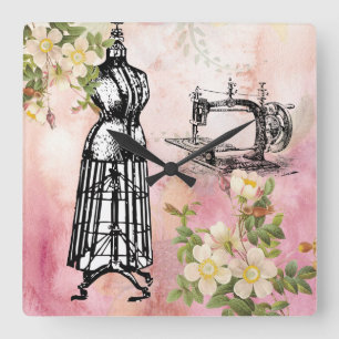 Horloge Carrée Forme vintage de robe de machine d'horloge de