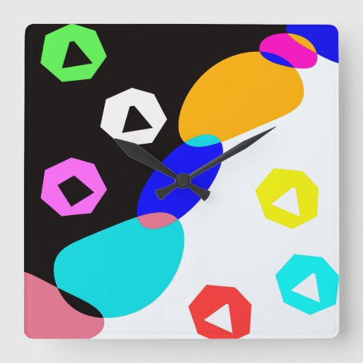 Horloge Carrée Formes colorées (Recto)