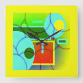 Horloge Carrée Formes géométriques colorées Art Abstrait (Recto)