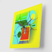Horloge Carrée Formes géométriques colorées Art Abstrait (Angle)