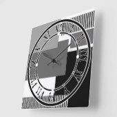 Horloge Carrée Formes géométriques noires et blanches (Angle)