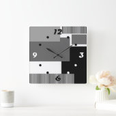 Horloge Carrée Formes géométriques noires et blanches (Maison)