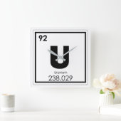 Horloge Carrée Formule en uranium de chimie de symbole d'élément (Maison)