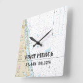 Horloge Carrée Fort Pierce FL Latitude & Longitude Nautical Chart (Angle)