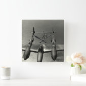 Horloge Carrée Foudres du 2ÈME GUERRE MONDIALE P-38 (Maison)