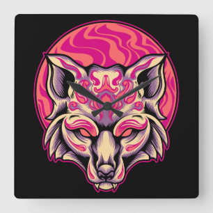 Horloge Carrée Fox Kitsune  