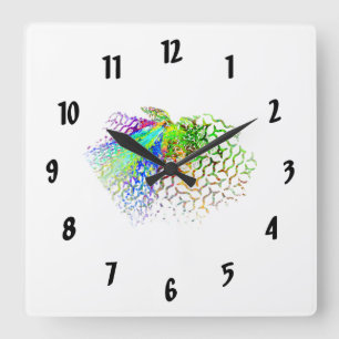 Horloge Carrée Fractal - Colibri