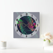 Horloge Carrée Fractal - Dragon ailé (Maison)