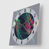 Horloge Carrée Fractal - Dragon ailé (Angle)