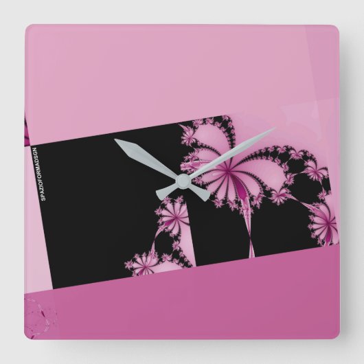 Horloge Carrée Fractal garden rose water (Recto)