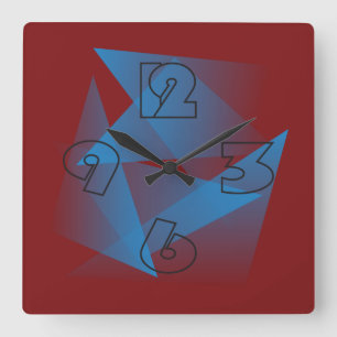 Horloge Carrée Fragments bleus flottants