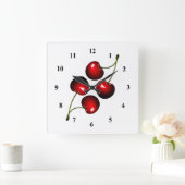 Horloge Carrée Fraîches Cerises Douces (Maison)