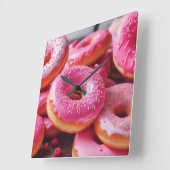 Horloge Carrée Fraise rose (Angle)