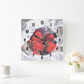 Horloge Carrée Fraises (Maison)