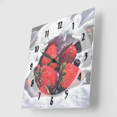 Horloge Carrée Fraises (Angle)