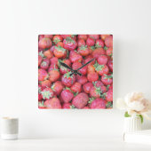 Horloge Carrée Fraises (Maison)