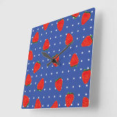 Horloge Carrée fraises avec points (Angle)
