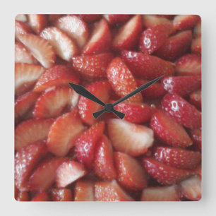 Horloge Carrée Framboises, Snack de nourriture saine, Fruits roug