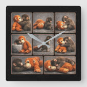 Horloge Carrée Frappez bébé singe (Recto)