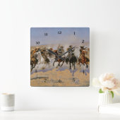 Horloge Carrée Frédéric Remington Peinture "Dash Pour Le Bois" (Maison)