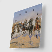 Horloge Carrée Frédéric Remington Peinture "Dash Pour Le Bois" (Angle)