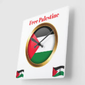 Horloge Carrée Free Palestine Emblem Flag Wall Clock (Angle)