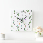 Horloge Carrée Freeride Snowboarder Illustration de snowboard (Maison)