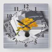 Horloge Carrée Freesia jaune (Recto)