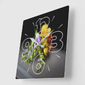 Horloge Carrée Freesias sous les projecteurs (Angle)