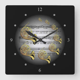 Horloge Carrée French Horn ~ Musique ~ La musique ~ Música ~ Musi