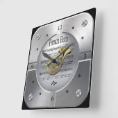 Horloge Carrée French Horn ~Sheet Music ~ Couleur argent brossé ~ (Angle)