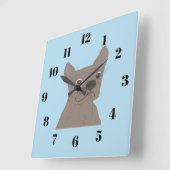 Horloge Carrée Frenchie, (Angle)