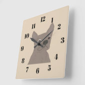 Horloge Carrée Frenchie, beige (Angle)