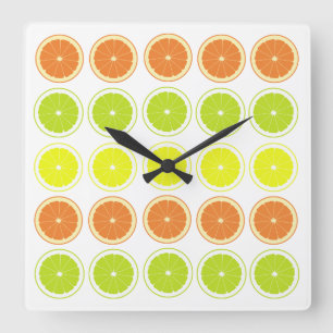 Horloge Carrée Fresh Citrus Theme Kitchen Clocks