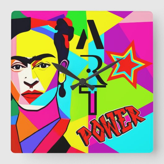 Horloge Carrée Frida POP ART (Recto)