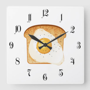 Horloge Carrée Fried egg on toast